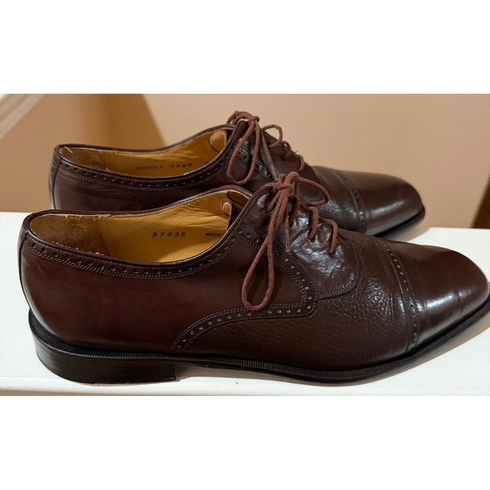Mezlan Nicola Cap Toe‎ Oxford Brown Leather Dress Shoes Men's 10.5 Made Spain - Picture 11 of 12
